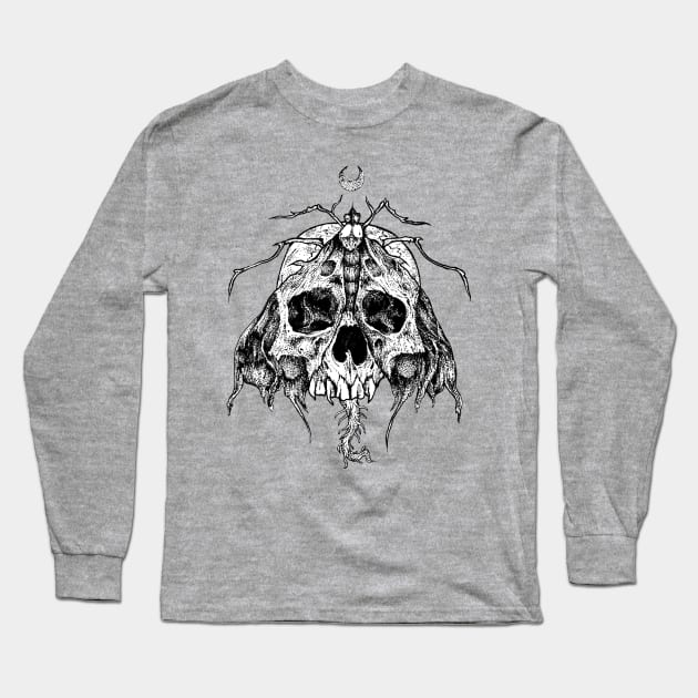 Moth Skull Long Sleeve T-Shirt by rottenfantom